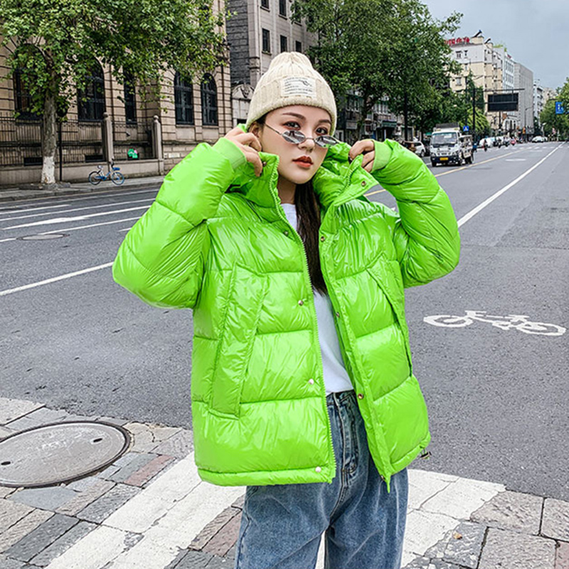 Yellow Winter Clothing - 2026 Glossy Yellow/white/black/orange Women Winter Jacket