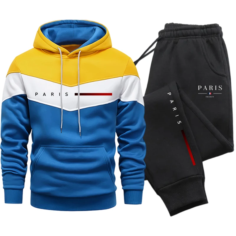 Winter Clothing Outdoor - Men's Tracksuit Casual Hoodie Tricolor Splicing
