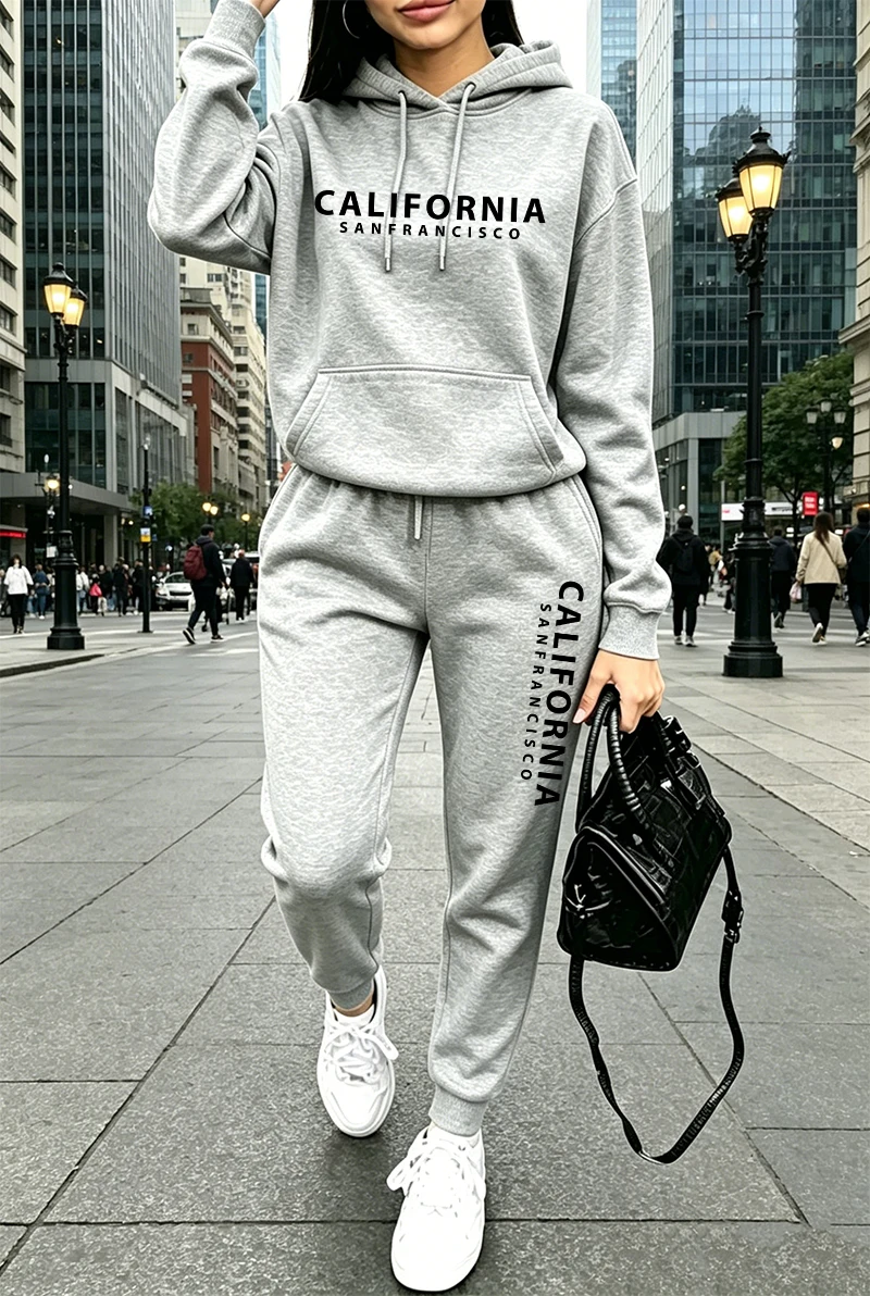 Winter Clothing Outdoor - Quality Womens Tracksuit Printing Casual Hoodie