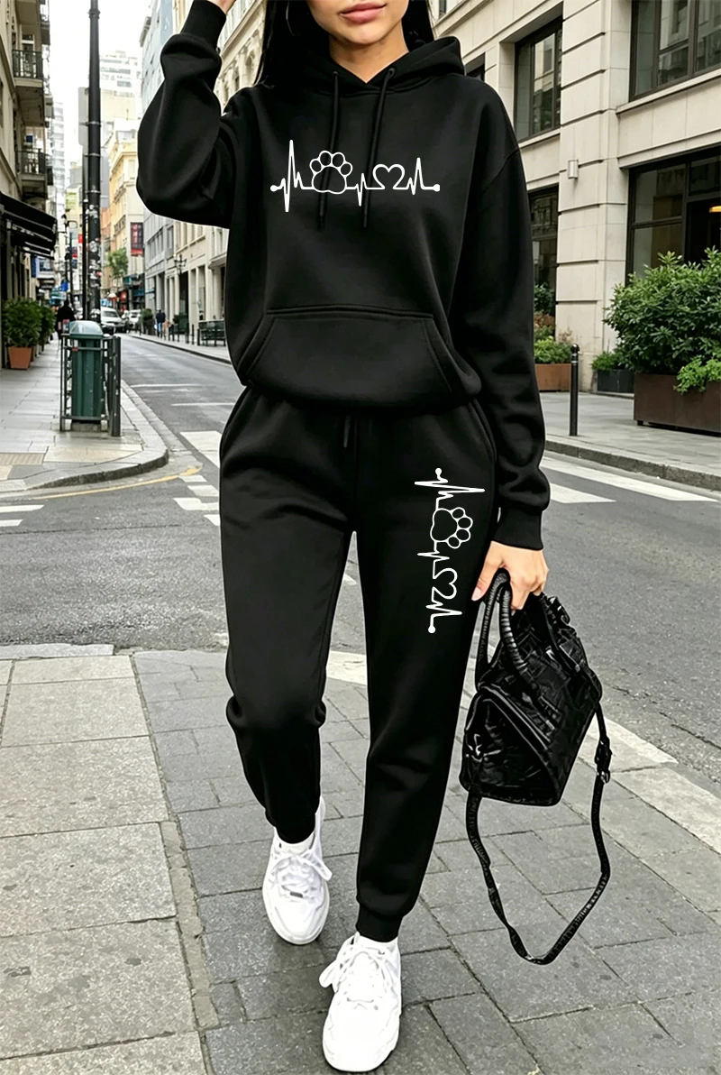 Winter Clothing Outdoor - 2026 Womens Tracksuit Printing Casual Hoodie